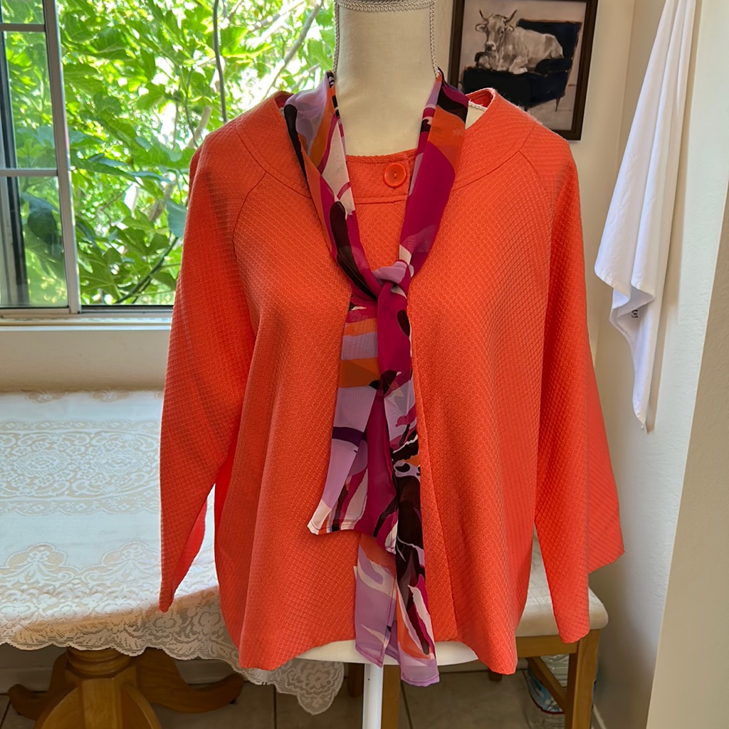 Apparenza Red Women's button up Sleevless Top Sz L, image size:1024x1024